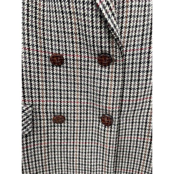 Thistle Woolens Blazer New Wool Houndstooth Double Breasted Made In UK Size 12 - Picture 6 of 13